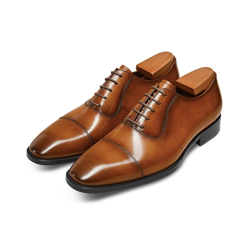 FRASOICUS Menâ€™s Dress Oxford Formal Shoes LeatherBusiness Shoes for Men Brown - Image 1